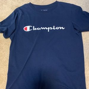navy blue champion shirt